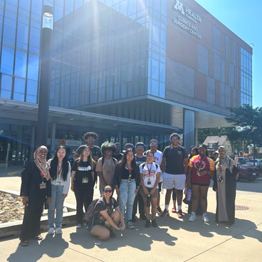 Group of students in front of the U of M Clinics and Surgery Center